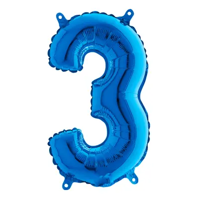 Sifferballong Mini Blå Metallic - Siffra 3