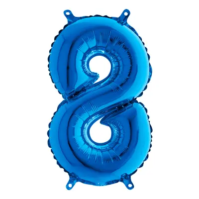 Sifferballong Mini Blå Metallic - Siffra 8