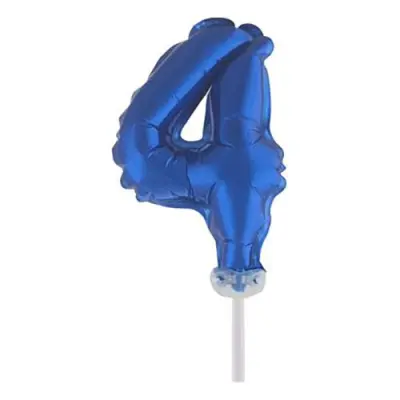 Sifferballong Tårtdekoration Blå - Siffra 4