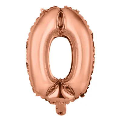 Sifferballong Tårtdekoration Roséguld - Siffra 0