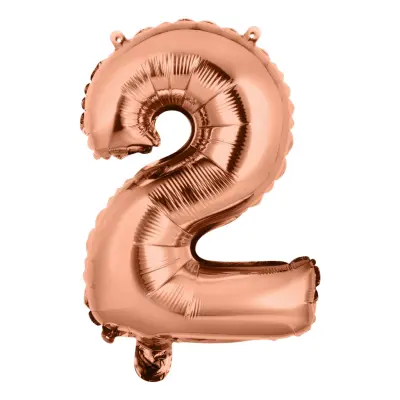 Sifferballong Tårtdekoration Roséguld - Siffra 2