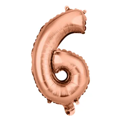 Sifferballong Tårtdekoration Roséguld - Siffra 6