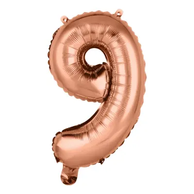 Sifferballong Tårtdekoration Roséguld - Siffra 9