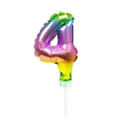 Sifferballong Mini Tårtdekoration 13 cm"0-9"Siffra 4
