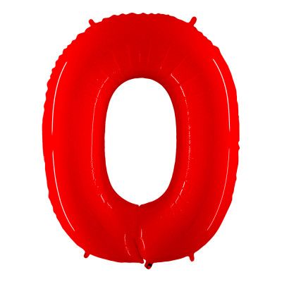 Sifferballong Neon Röd - Siffra 0
