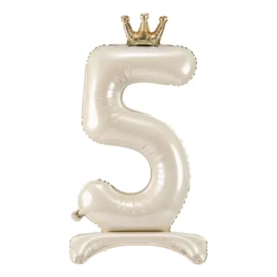 Sifferballong Stående Krämvit - Siffra 5