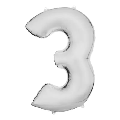 Sifferballong Vit Satin - Siffra 3