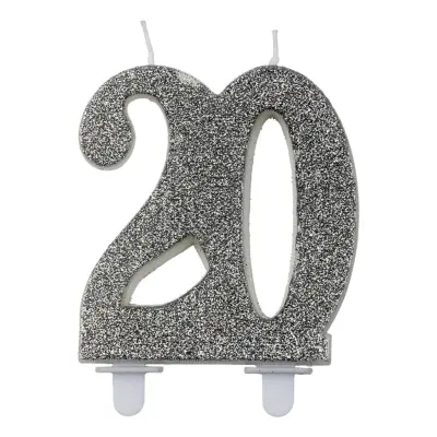 Sifferljus 20 Glitter Silver