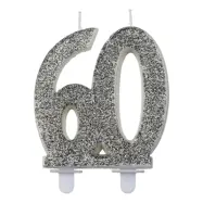 Sifferljus 60 Glitter Silver