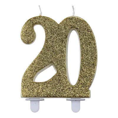 Sifferljus Glitter Guld - Siffra 20