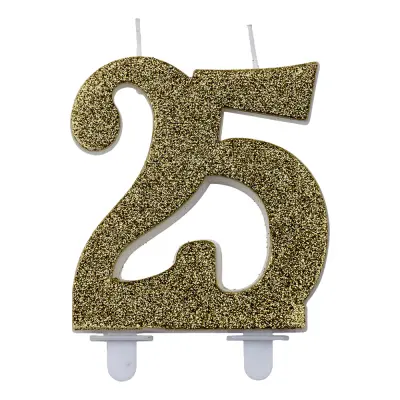 Sifferljus Glitter Guld - Siffra 25