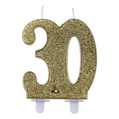 Sifferljus Glitter Guld - Siffra 30