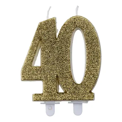Sifferljus Glitter Guld - Siffra 40