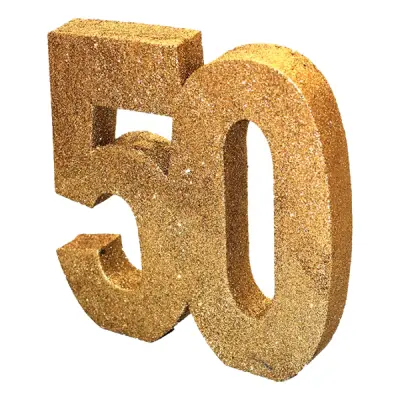 Siffra 50 Guld Glitter Dekoration