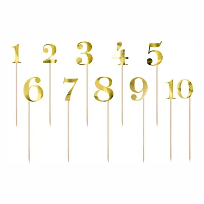 Siffror på Pinnar Guld - 11-pack
