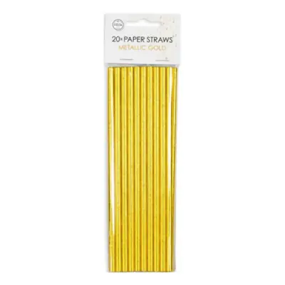 Papperssugrör Guldmetallic - 20-pack