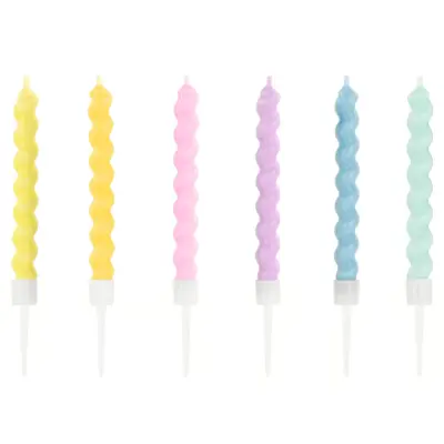 Skruvade Tårtljus Olika Färger 6-pack