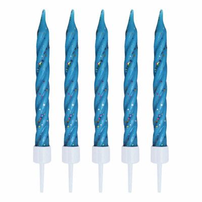 Spiralljus Glitter Blå - 10-pack