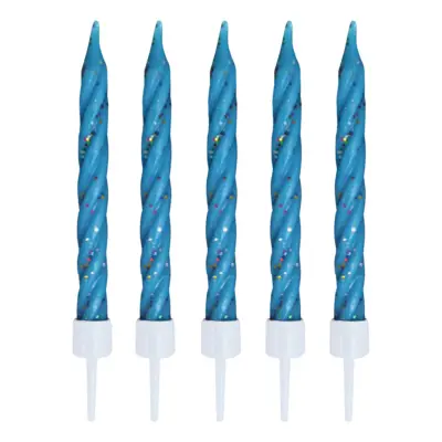 Spiralljus Glitter Blå - 10-pack