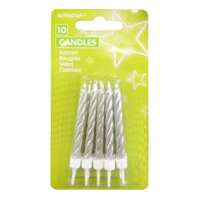 Spiraltårtljus Silver - 10-pack