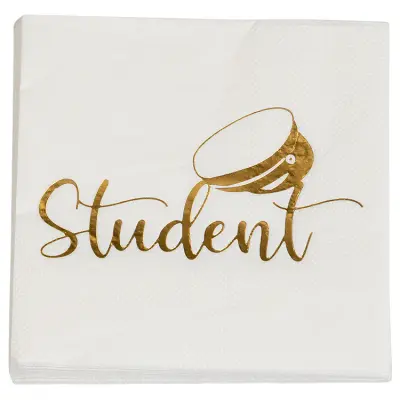 Student Servett Vit/Guld 16-pack