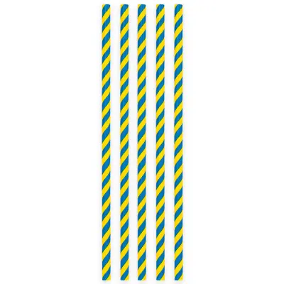 Sugrör Blå/Gul Randiga 20-pack