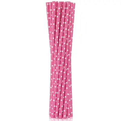 Sugrör Ceriserosa&Vit 12-pack