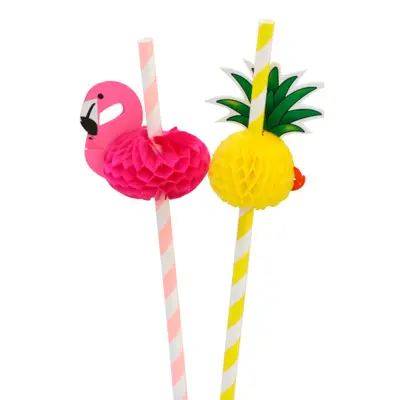 Sugrör Flamingo & Ananas - 8-pack
