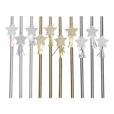 Sugrör Guld/Silver med Stjärnor