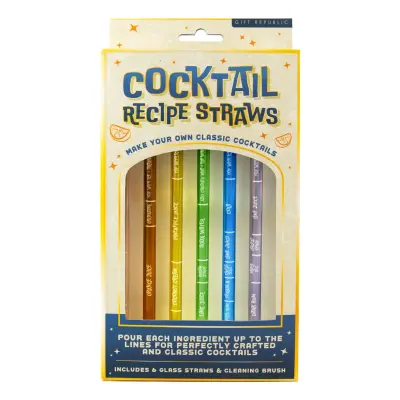 Sugrör i Glas med Drinkrecept - 6-pack