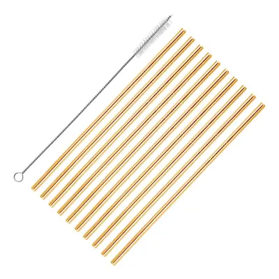 Sugrör i Rostfritt Stål Guld - 10-pack