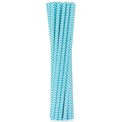 Sugrör Ljusblå&Vit 12-pack