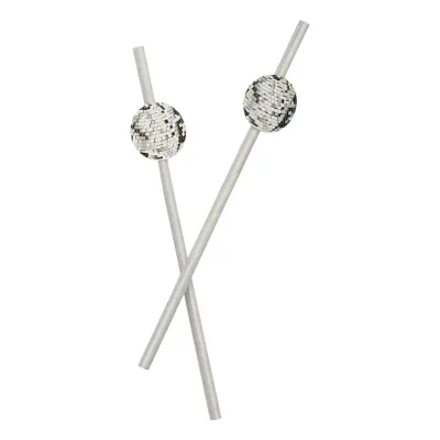 Sugrör med Discokulor Silver - 16-pack