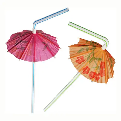 Sugrör med Parasoll - 8-pack