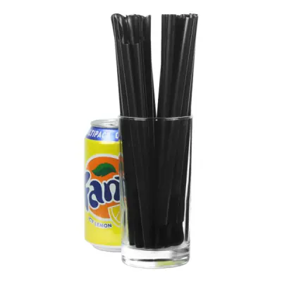 Sugrör med Sked Svarta - 200-pack