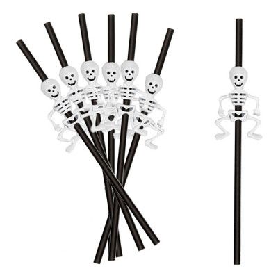 Sugrör med Skelett - 6-pack