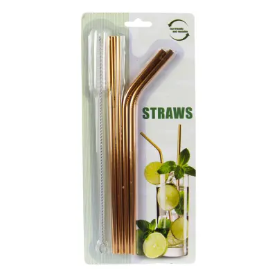 Sugrör Metall Guld - 4-pack