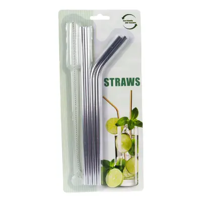 Sugrör Metall Silver - 4-pack