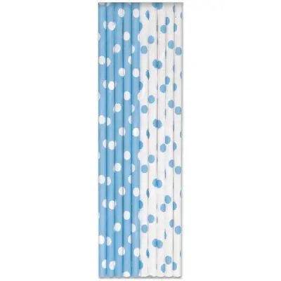 Sugrör prickiga ljusblå 10-pack