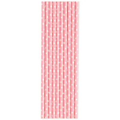 Sugrör Rosa Med Vita Prickar 10-pack