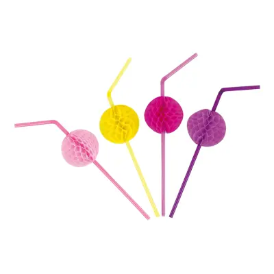 Sugrör Rosa/Lila/Gul Honeycomb - 8-pack