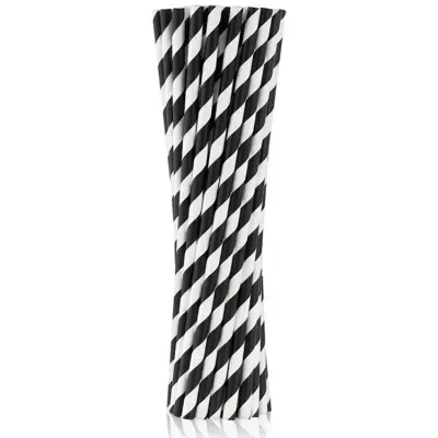 Sugrör Svart&Vit Randiga 250-pack