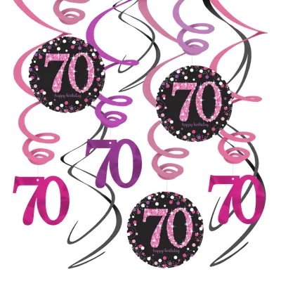 Swirls 70 Rosa Hängande Dekoration