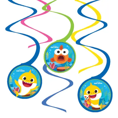 Swirls Baby Shark Hängande Dekoration - 6-pack