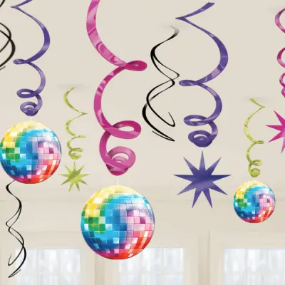 Swirls Disco Hängande Dekoration - 12-pack