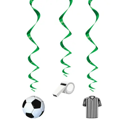 Swirls Fotbollsfest Hängande Dekoration - 3-pack