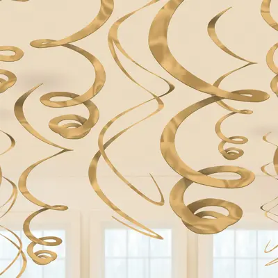 Swirls Guld Takdekoration - 12-pack