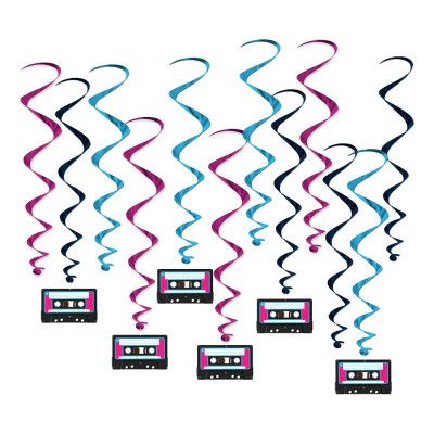 Swirls Kasettband Hängande Dekoration - 12-pack