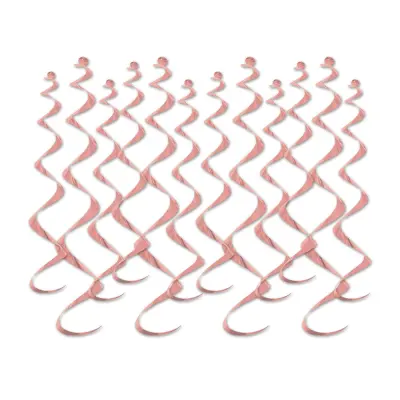 Swirls Roséguld Metallic Hängande Dekoration - 12-pack