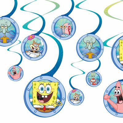 Swirls SvampBob Fyrkant Takdekoration - 12-pack